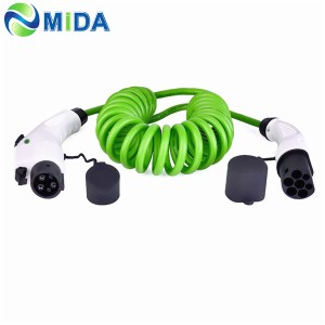 16A 32A Type 1 to Type 2 EV Cable Electric Vehicle EV Charging Cable Green