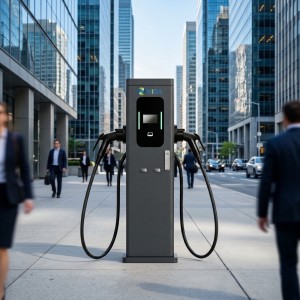 44KW Dual Tethered AC EV Charger Pedestal OCPP RFID