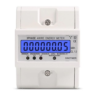 3 Phase 4 Wire Energy Meter Transparent shell LCD Display 3x230V/400V 3×5(80)A Din kwh eter
