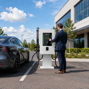 Smart Commercial Dual Gun Wall-mounted 40kw 60kw 80kw OCPP 1.6J DC Fast EV Charging Station For Fleet And Public Use