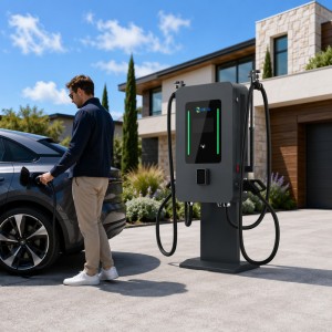Fleet Preferred 40kw 80kw Dual Gun Wall-Mounted DC Fast EV Charger CCS2 GBT Standard Electric Vehicle Charging Unit