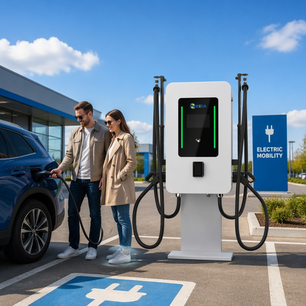 DC EV charging station at an electric mobility service area