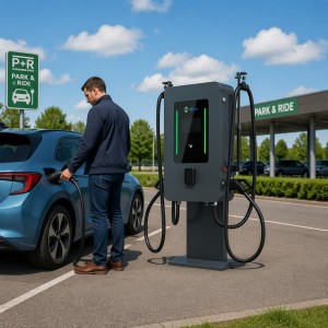 High Efficiency 80kw Wall-Mounted DC EV Charger Dual Gun CCS2 GBT Interface Electric Vehicle Charging Point With APP
