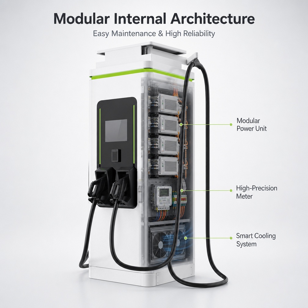 Solar PV 60KW 80KW 120KW DC DC Charger High Efficiency Dual Port With OCPP Ready Connectivity For Electric Bus Depots