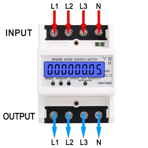 3 Phase 4 Wire Energy Meter Transparent shell LCD Display 3x230V/400V 3×5(80)A Din kwh eter