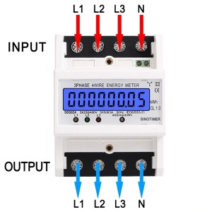 Medidor de energia de 3 fases 4 fios Transparente shell LCD Display 3x230V / 400V 3 × 5 (80) Um éter kwh de din