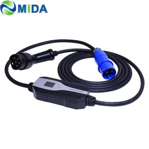 32A 7.2KW IEC 62196-2 Type 2 Adjustable EV Charger with Blue CEE Plug for Electric Vehicles Charging