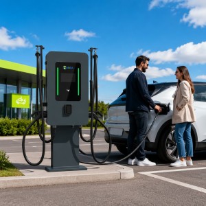 Smart Commercial Dual Gun Wall-mounted 40kw 60kw 80kw OCPP 1.6J DC Fast EV Charging Station For Fleet And Public Use
