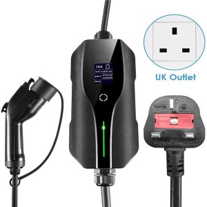 J1772 Plug EV Charger Type 1 UK 3 Pin 8A 10A 13A PHEV Charging Cable Electric Car Charger