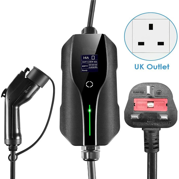 J1772 Plug EV Charger Type 1 UK 3 Pin 8A 10A 13A PHEV Charging Cable Electric Car Charger Featured Image