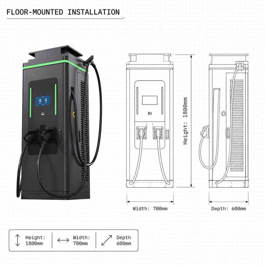 Solar PV 60KW 80KW 120KW DC DC Charger High Efficiency Dual Port With OCPP Ready Connectivity For Highway Service Areas