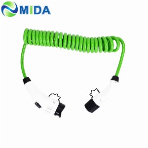 16A 32A Type 1 to Type 2 EV Cable Electric Vehicle EV Charging Cable Green