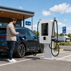 Smart APP Control Dual Gun DC Fast EV Charger 40kw 80kw Wallbox Station Level 3 Electric Car Charging Pile CE TUV