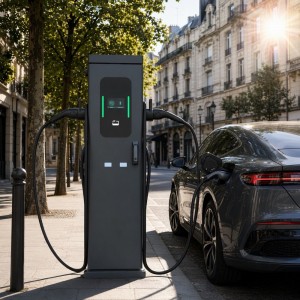 44KW Dual Tethered AC EV Charger Pedestal OCPP RFID