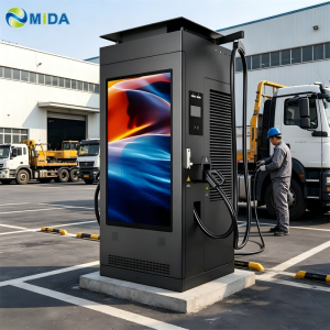 240kw Commercial DC EV Charging Station Floor Mounted Advertising Display Screen Electric Car Quick Charger Pile CE