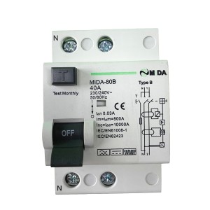 RCCB Type B RCD 2P 4Pole 10KA 30mA 40A 63A 230V 400V Circuit Breaker