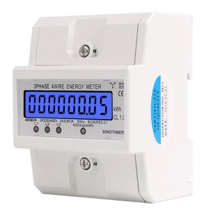 3 Faz 4 Tel Enerji Ölçer Şeffaf kabuk LCD Ekran 3x230V / 400V 3 × 5 (80) A Din kwh eter