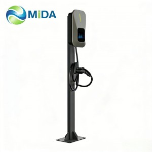 22KW Type 2 Tethered AC EV Charger Pedestal OCPP RFID