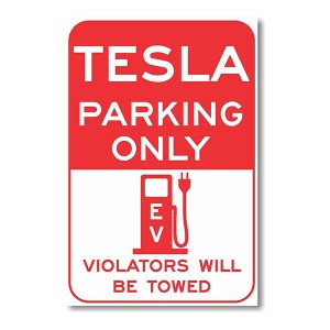 EV汽车充电器点的A4铝特斯拉停车标志道路停车警告标志