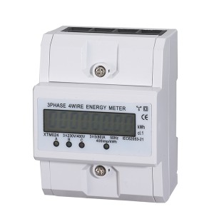 3-фазный 4-метровый провод питания 3x220V / 380V Цифровой 7P DIN-рейка Счетчик энергии Электронный