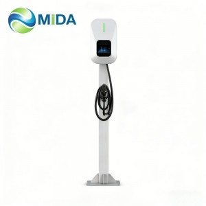22KW Type 2 Tethered AC EV Charger Pedestal OCPP RFID