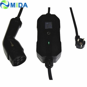 EV Portable Charging Cable Type 2 to EU Schuko with EVSE control box 16A adjustable Current