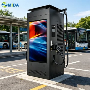 High Efficiency 240kw DC EV Charger Station Dual Guns Fast Charging Pile With Advertising Multimedia Player Screen