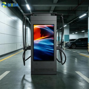120kw Advertising EV Charger Station Waterproof DC Fast Charging Pile With Smart LCD Screen For Hotel Parking Area