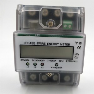 Digital 3Phase 4Wire Electricity Energy Power KWh Meter Guida DIN 220 / 380V 5 (80) A