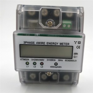 Ψηφιακό 3Phase 4Wire Electricity Energy Power KWh Meter DIN Rail 220 / 380V 5 (80) A