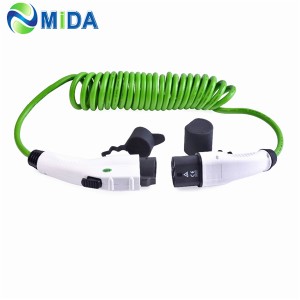 16A 32A Type 1 to Type 2 EV Cable Electric Vehicle EV Charging Cable Green