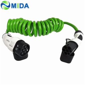 Nabíjecí kabel 16A 32Amp nabíjecí kabel EV typu 2 na typ 2 Zásuvka přenosného EV nabíječky Zelená