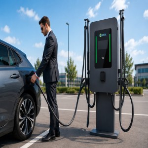 Professional 80kw Dual Gun Wall Mounted DC Fast Charging Station CCS2 GBT Standard Smart EVSE For Fleet Management