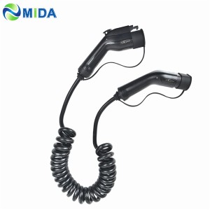 32A J1772 Type 1 to Type 2 Plug EV Charging Station For Electric Cars EV Spring Cable
