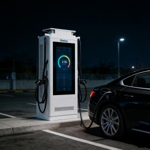 Commercial Advertising EV Charger 60kw 120kw DC Fast Charging Point With APP Operation System And Floor Stand Design