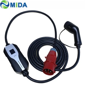 Three Phase 22KW 32A Portable EV Charger Type 2 IEC62196-2 EVSE Charging Cable Electric Car Charger