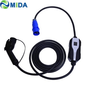 CEE Plug 32A 7.2KW SAE J1772 Type 1 EV Charger Mode 2 Charging Cable EVSE With 5M Cord for Electric vehicle