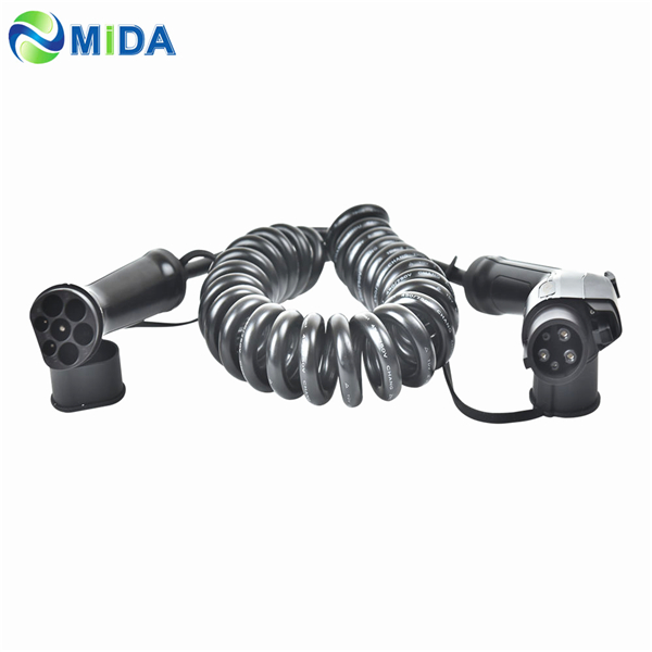 Type 1 to Type 2 EV Coiled Cable 0