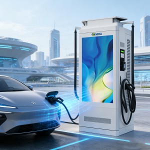 Commercial Advertising EV Charger 60kw 120kw DC Fast Charging Point With APP Operation System And Floor Stand Design
