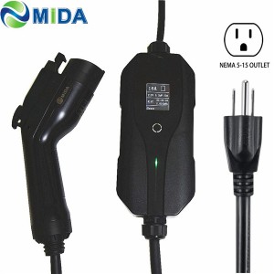 J1772 EV Charger Type 1 16A NEMA 5-15 Plug 110-240V EVSE Electric Vehicle Charging Station for Tesla Model X,S