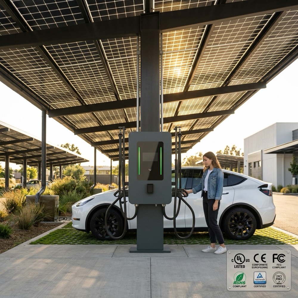 Solar-powered EV charging station with PV-storage integration