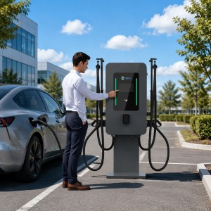 Fleet Preferred 40kw 80kw Dual Gun Wall-Mounted DC Fast EV Charger CCS2 GBT Standard Electric Vehicle Charging Unit