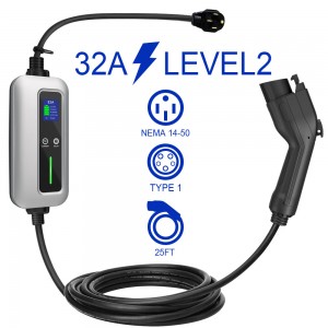 J1772 Level 2 EV Charger Type 1 16A 24A 32A 40A NEMA 14-50 Plug Mobile EV Fast Charger