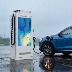 High Power 400kw Electric Vehicle Charging Station With Digital Signage Advertising Screen DC Fast Charger For Public