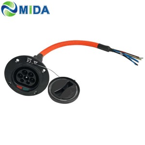 32A IEC 62196-2 EV Charger Type 2 Socket Male EV Harness Cable For Electric Car Side