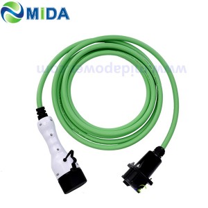 32A Type 1 J1772 Plug Portable Charger Cable Convert to Type 2 Plug for Electric Vehicles Charging