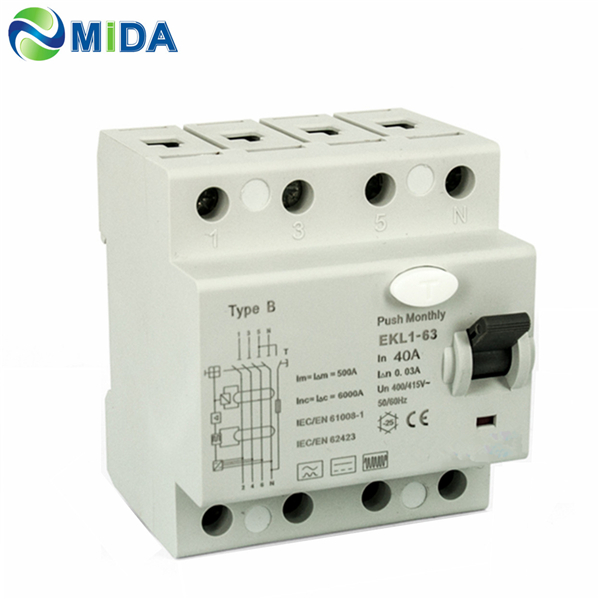 Tbkoeudhg Interruttore Differenziale di Tipo B RCCB 10KA 4 40A 30MA RCD  ELCB EKL1-63 Tipo B Dispersione RCD : : Fai da te