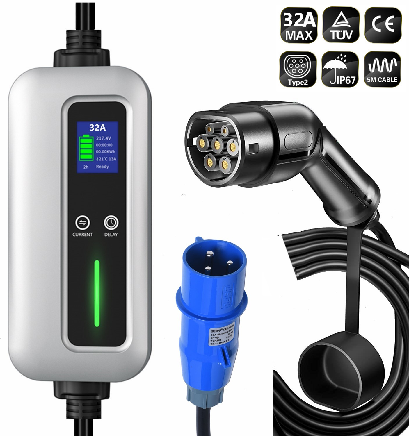 16A IEC62196-2 Portable EV Charger for Electric Car Charger Cable