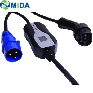 EV Charger Type 2 EVSE Adjustable 16A 20A 24A 32A 3Pin CEE Plug Level 2 Portable EV Charging for Electric Vehicles Car