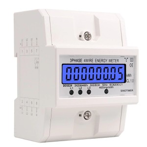 Đồng hồ đo năng lượng 3 pha 4 Vỏ màn hình LCD trong suốt 3x230V / 400V 3 × 5 (80) A Din kwh eter